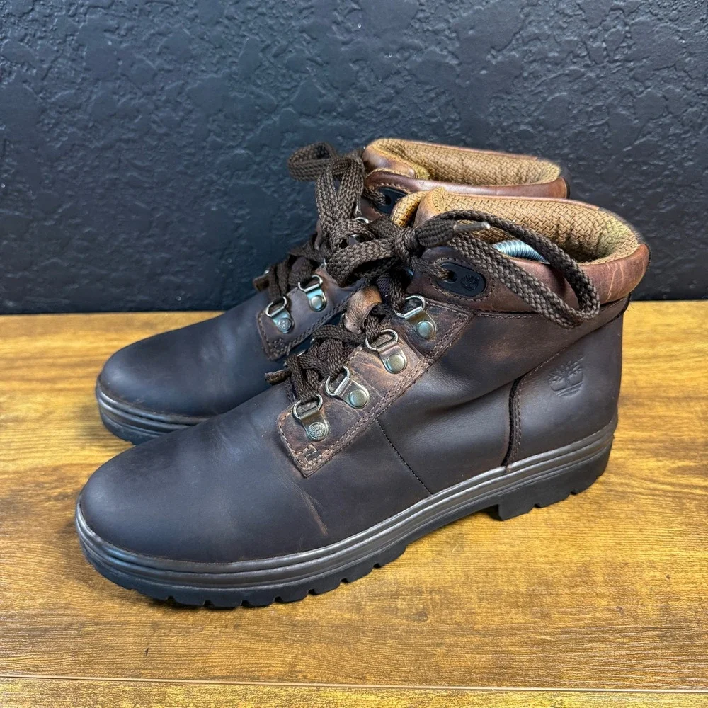 Timberland‎ 12343 Dark Brown Leather Hiking Work Boots Mens 8.5M